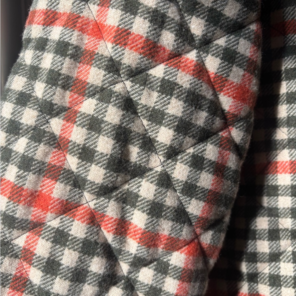 Sezane Plaid Quilted Jacket - Olive, Rust Orange, Cream - Picture 5 of 8